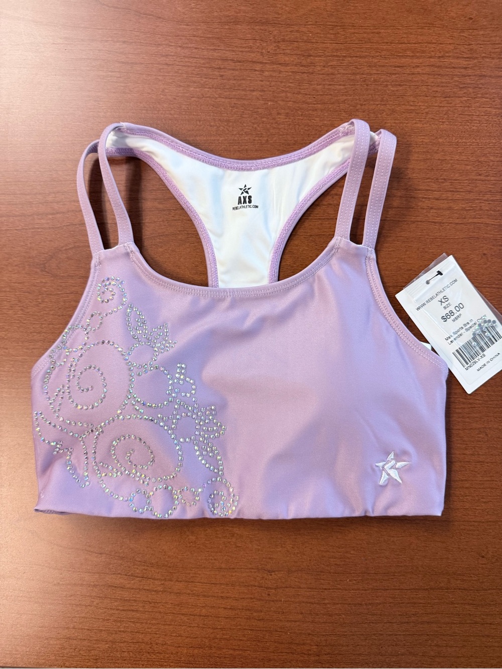 Rebel Athletics Lacendar Crystal-Accent Mak Sports Bra AXS Adult